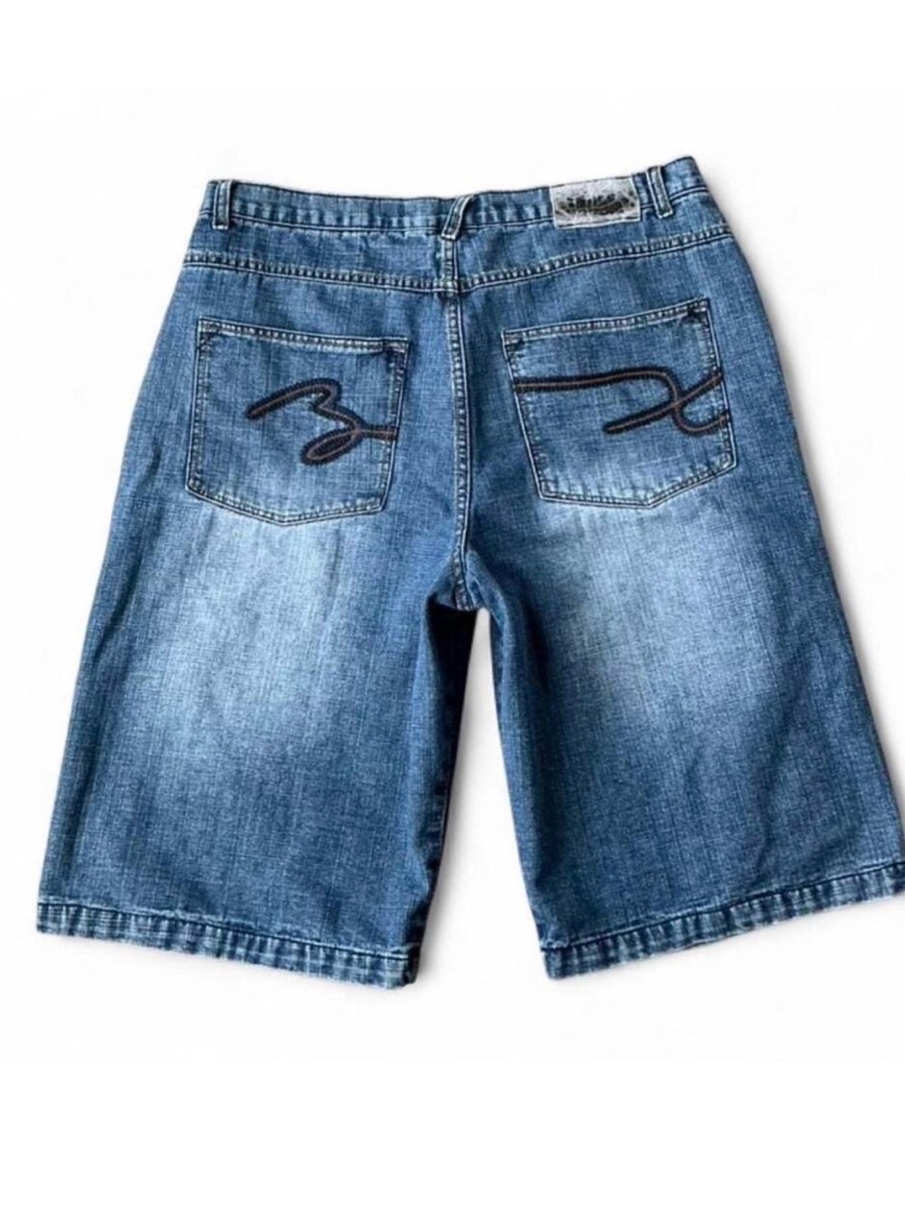 Vintage Y2K Brooklyn Xpress Baggy Denim Jorts Embroidered Pockets 37-40